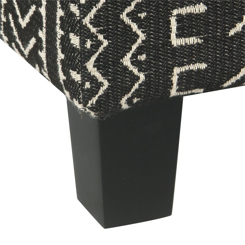 HomePop Square Transitional Wood and Fabric Ottoman with Lift Off Top in Onyx