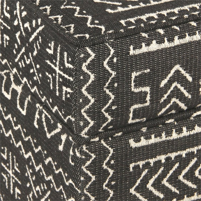 HomePop Square Transitional Wood and Fabric Ottoman with Lift Off Top in Onyx