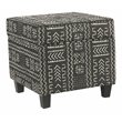 HomePop Square Transitional Wood and Fabric Ottoman with Lift Off Top in Onyx