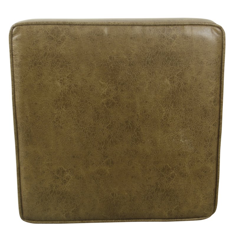 HomePop Square Transitional Faux Leather Ottoman with Lift Off Top in Brown