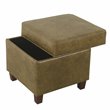HomePop Square Transitional Faux Leather Ottoman with Lift Off Top in Brown