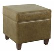 HomePop Square Transitional Faux Leather Ottoman with Lift Off Top in Brown