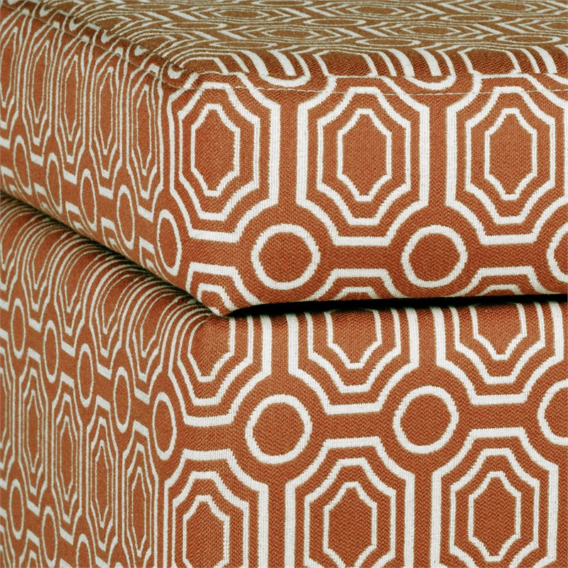 HomePop Transitional Fabric Storage Cube Ottoman in Orange Finish
