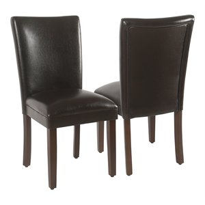 HomePop 38&quot Faux Leather Parsons Dining Chairs in Brown (Set of 2)