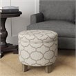 HomePop Cole Round Transitional Wood and Fabric Storage Ottoman in Brown