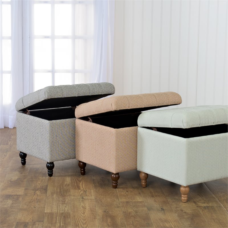 HomePop Traditional Fabric Tufted Medium Storage Ottoman in Gray