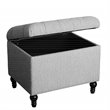 HomePop Traditional Fabric Tufted Medium Storage Ottoman in Gray