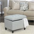 HomePop Traditional Fabric Tufted Medium Storage Ottoman in Gray