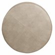 HomePop Round Transitional Wood and Faux Leather Storage Ottoman in Brown