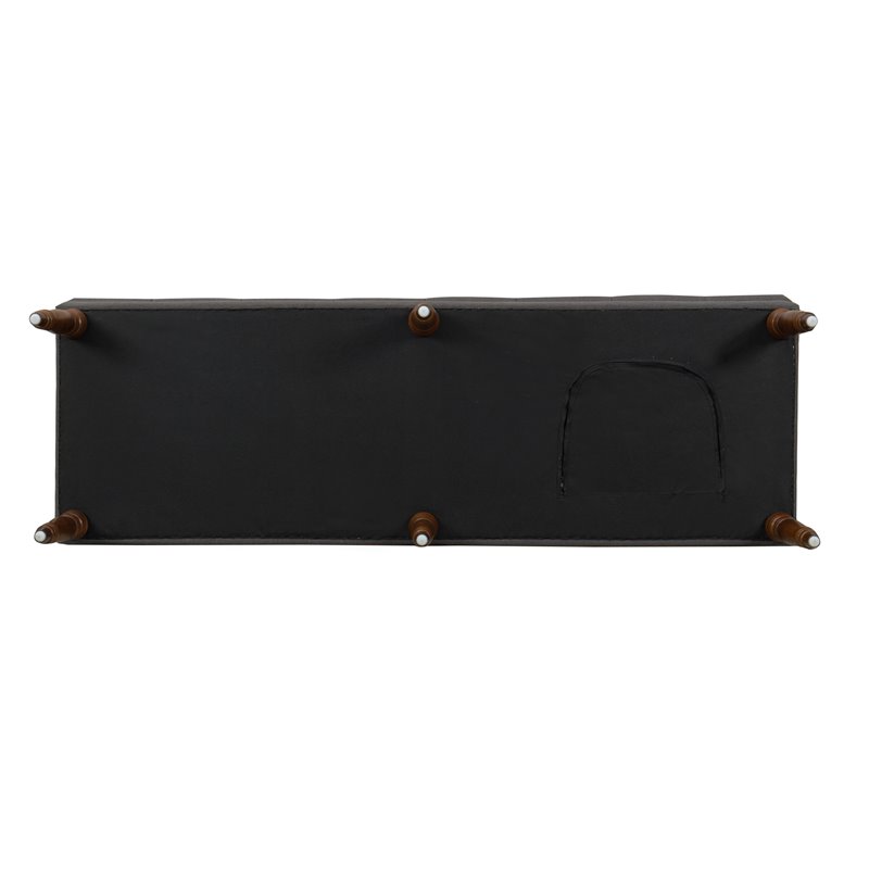 HomePop Layla Traditional Wood and Fabric Tufted Bench in Dark Charcoal Gray