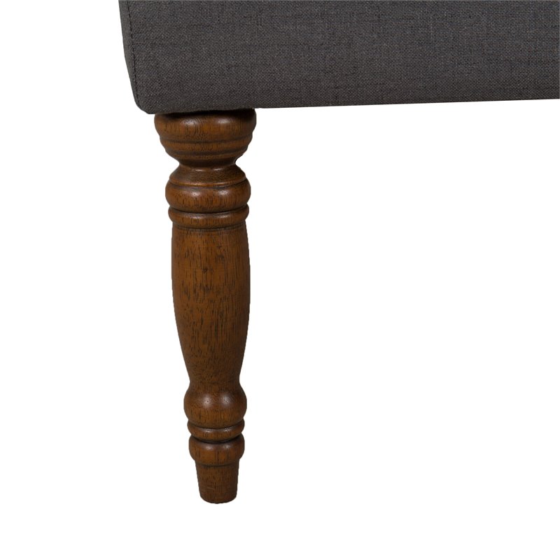 HomePop Layla Traditional Wood and Fabric Tufted Bench in Dark Charcoal Gray