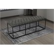 HomePop Draper Modern Faux Leather Large Ottoman with Button Tufting in Gray
