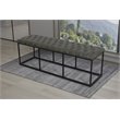 HomePop Draper Modern Faux Leather Large Ottoman with Button Tufting in Gray