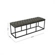 HomePop Draper Modern Faux Leather Large Ottoman with Button Tufting in Gray