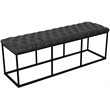 HomePop Draper Modern Faux Leather Large Ottoman with Button Tufting in Gray