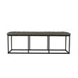HomePop Draper Modern Faux Leather Large Ottoman with Button Tufting in Gray