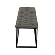 HomePop Draper Modern Faux Leather Large Ottoman with Button Tufting in Gray