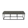 HomePop Draper Modern Faux Leather Large Ottoman with Button Tufting in Gray