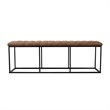 HomePop Draper Modern Faux Leather Large Bench with Button Tufting in Brown