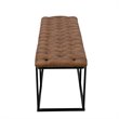 HomePop Draper Modern Faux Leather Large Bench with Button Tufting in Brown
