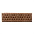 HomePop Draper Modern Faux Leather Large Bench with Button Tufting in Brown