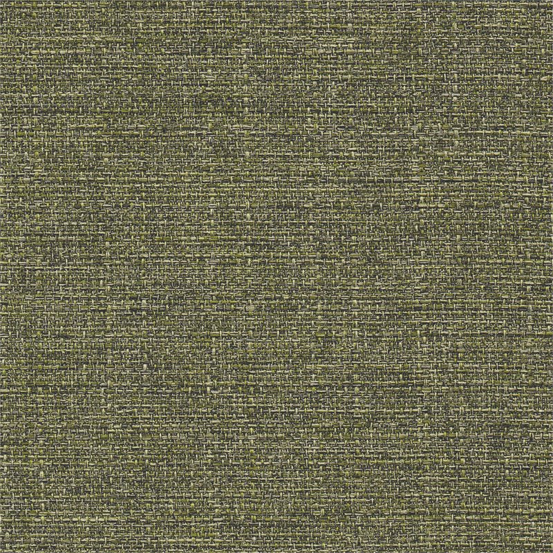 HomePop Round Transitional Wood and Fabric Storage Ottoman in Green Tweed