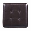 HomePop Square Transitional Wood and Faux Leather Storage Ottoman in Brown