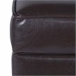 HomePop Square Transitional Wood and Faux Leather Storage Ottoman in Brown