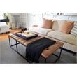 HomePop Draper Modern Faux Leather Large Ottoman with Button Tufting in Brown