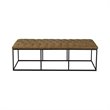 HomePop Draper Modern Faux Leather Large Ottoman with Button Tufting in Brown