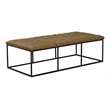 HomePop Draper Modern Faux Leather Large Ottoman with Button Tufting in Brown