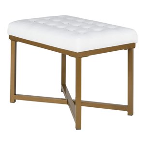 HomePop Modern Style Metal Bench with Velvet Seat in White Finish