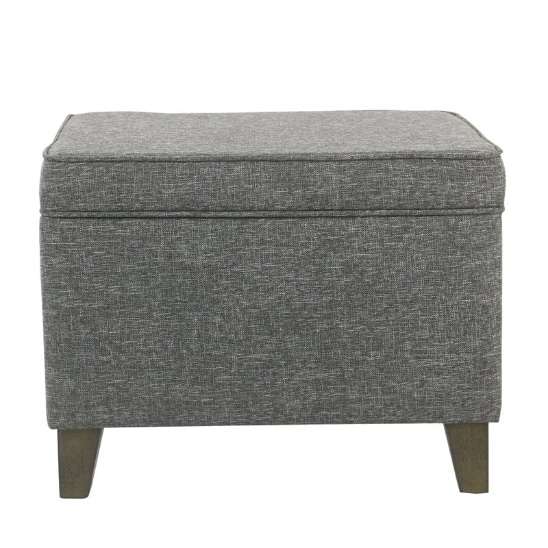 HomePop Transitional Fabric Medium Storage Ottoman with Slate Pattern in Gray