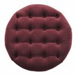 HomePop Round Traditional Wood and Velvet Storage Ottoman in Red