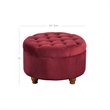 HomePop Round Traditional Wood and Velvet Storage Ottoman in Red