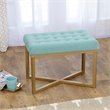 HomePop Modern Style Metal Bench with Velvet Seat in Blue Finish