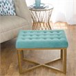 HomePop Modern Style Metal Bench with Velvet Seat in Blue Finish