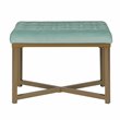 HomePop Modern Style Metal Bench with Velvet Seat in Blue Finish