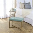 HomePop Modern Style Metal Bench with Velvet Seat in Blue Finish