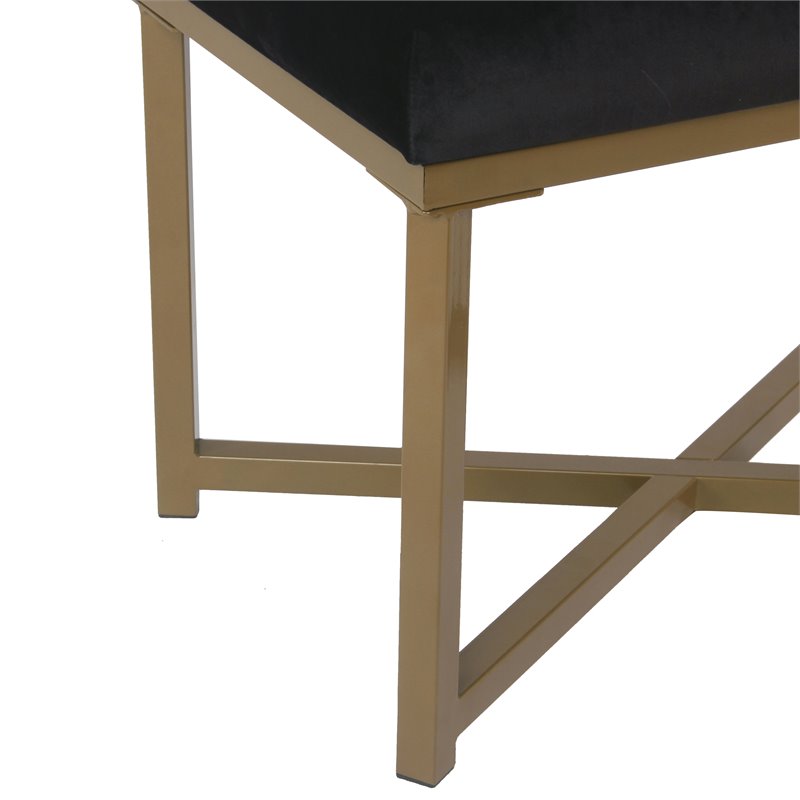 HomePop Modern Wood and Velvet Tufted Ottoman in Black Finish