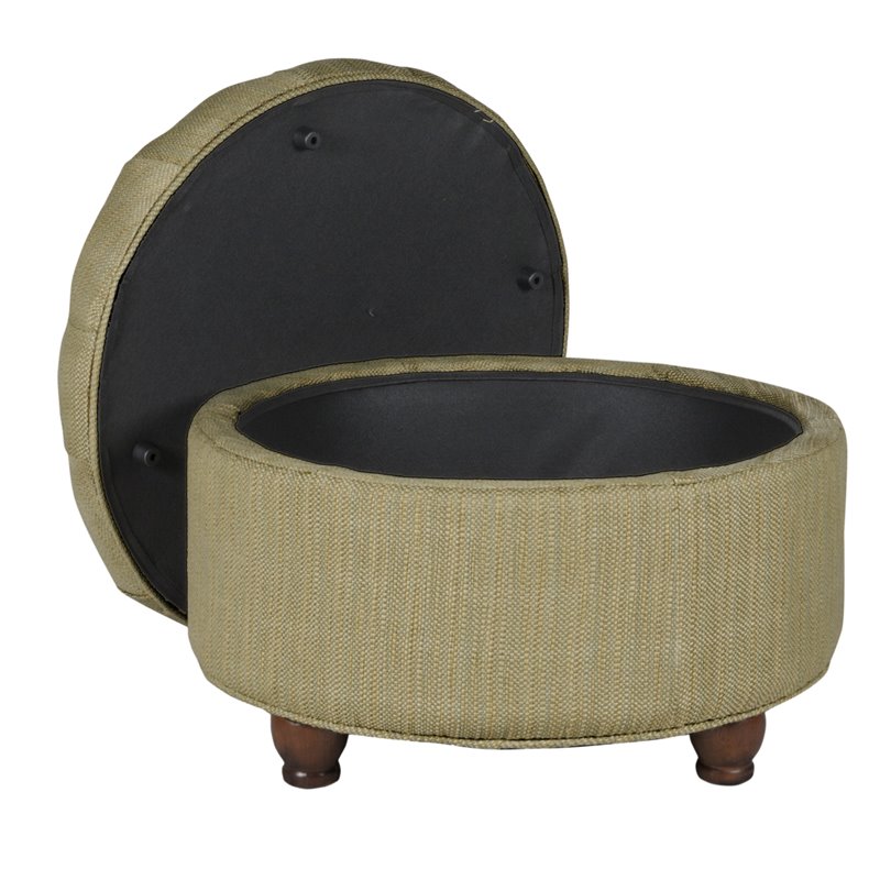 HomePop Traditional Fabric Tweed Tufted Storage Ottoman in Cream