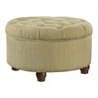 HomePop Traditional Fabric Tweed Tufted Storage Ottoman in Cream