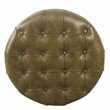 HomePop Round Traditional Faux Leather Large Storage Ottoman in Distressed Brown