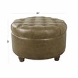 HomePop Round Traditional Faux Leather Large Storage Ottoman in Distressed Brown