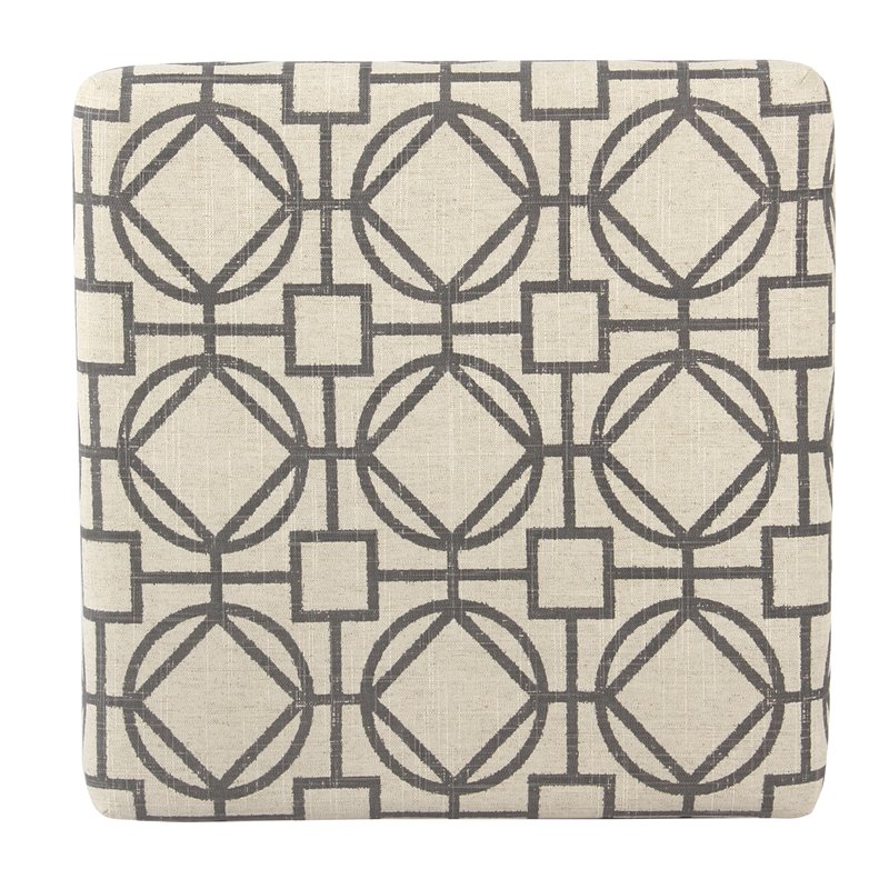 HomePop Modern Metal and Fabric Ottoman with Cushioned Top in Gray Lattice