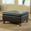 HomePop Transitional Faux Leather Storage Ottoman in Black Finish