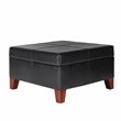 HomePop Transitional Faux Leather Storage Ottoman in Black Finish