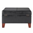 HomePop Transitional Faux Leather Storage Ottoman in Black Finish