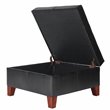 HomePop Transitional Faux Leather Storage Ottoman in Black Finish