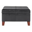HomePop Transitional Faux Leather Storage Ottoman in Black Finish